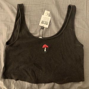 NWT cropped tank with embroidered design